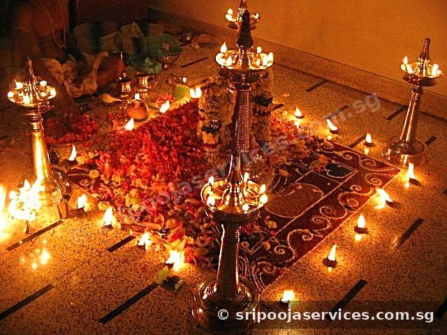 Deepam arrangement of oil lamps